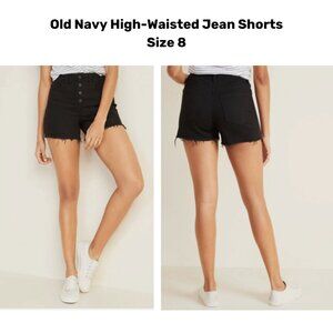 Old Navy High-Waisted Black Jean Shorts with Button Fly (Size 8)
